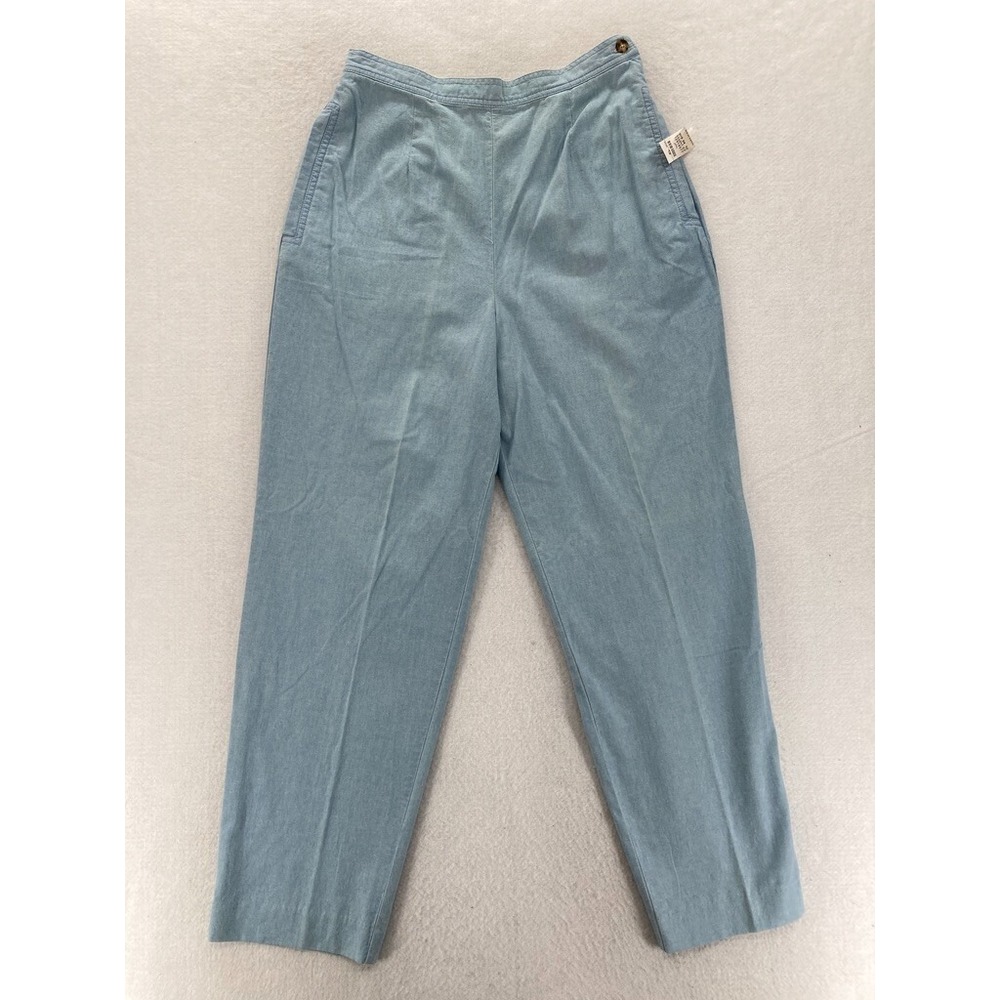 Talbots Dress Pants Women's 12 Tapered leg Blue Flat Front Side Zip High Rise